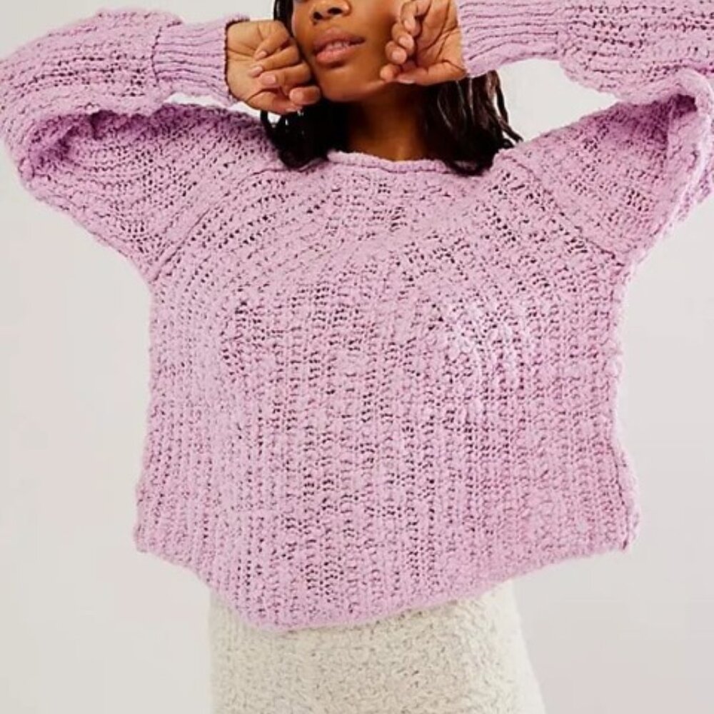 NWT Free People In A Swirl Pullover Sweater Lilac Bouquet Small